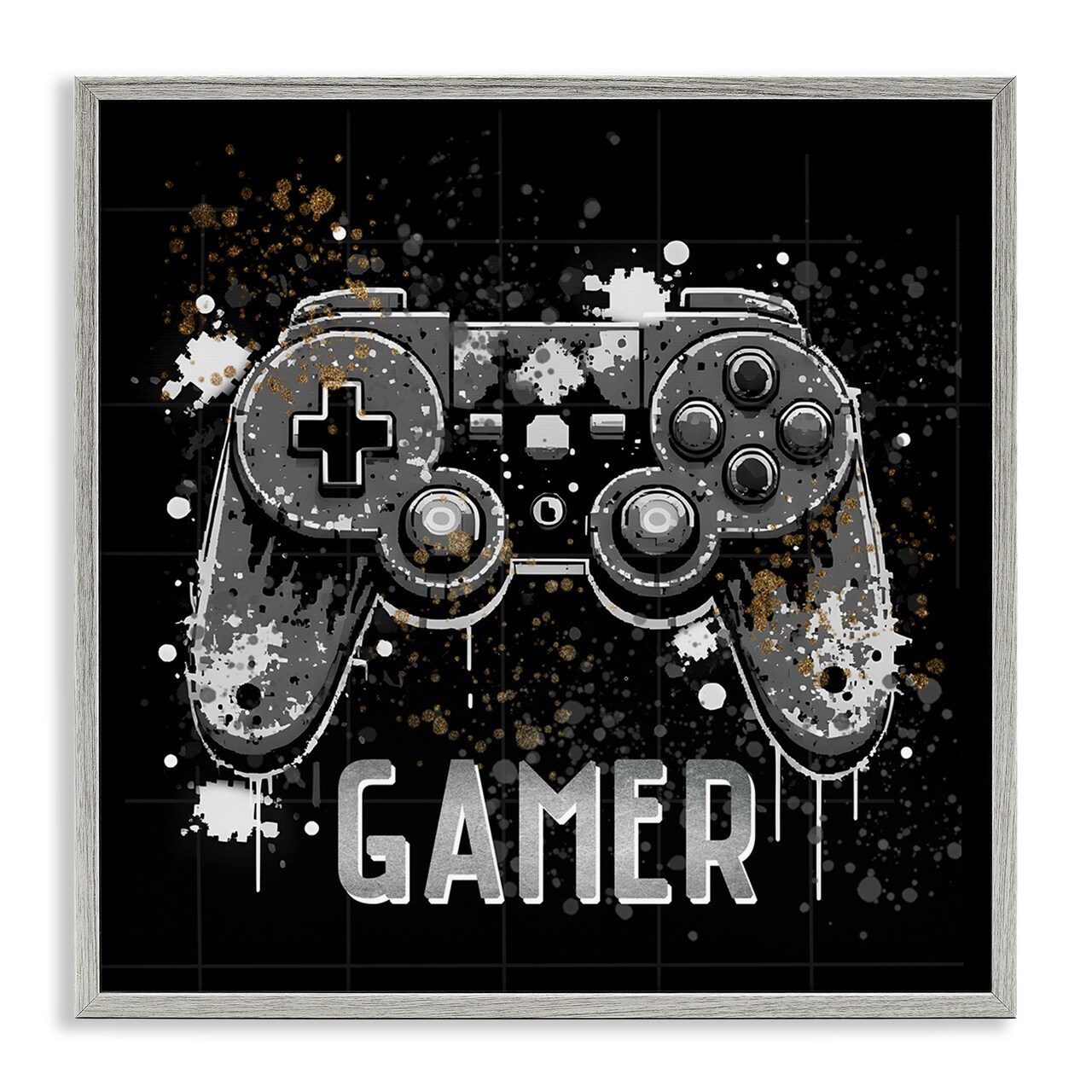 Stupell Industries Pixel Style Gamer Framed Giclee Wall Art Design by Kim Allen